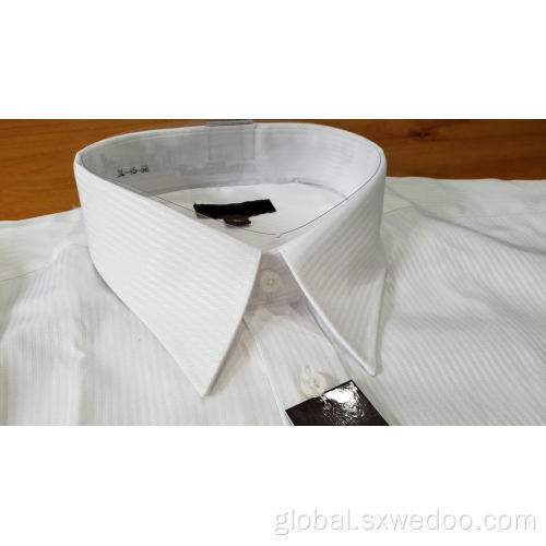 China Polyester Cotton White Jacquard Long-sleeved Shirt for Men Supplier